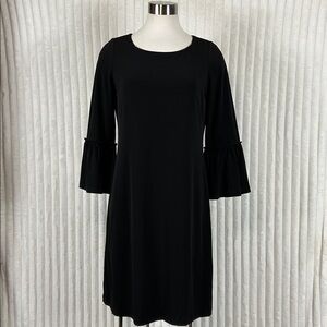 Calvin Klein Bell flutter Sleeve Black Sheath dress sz 10